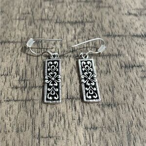 Sterling Silver Filigree Swirl Hook Drop Dangle Earrings 925 Artisan Handcrafted